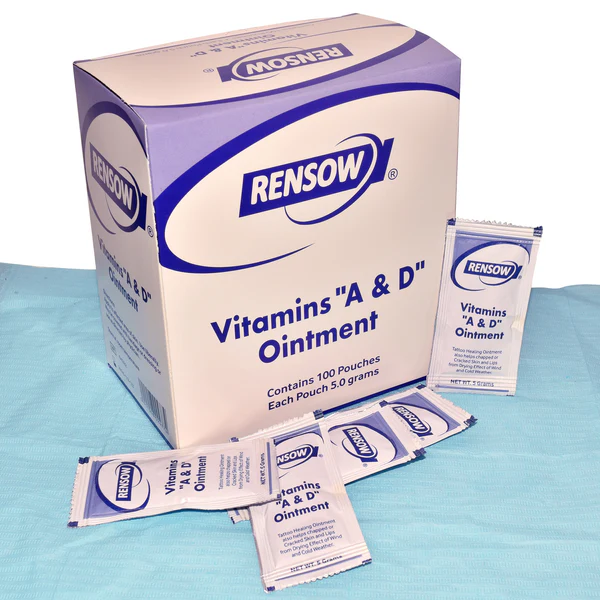Rensow Vitamin A&d Ointment Contains 100 Pouches for Tattoo Aftercare