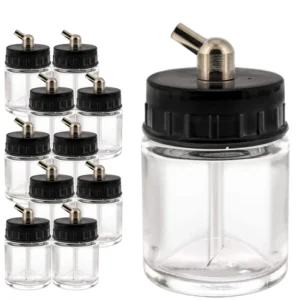 TG Airbrush Glass Jar with 30o Down Angle Adaptor Lid Assembly