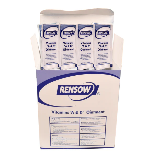 Rensow Vitamin A&d Ointment Contains 100 Pouches for Tattoo Aftercare
