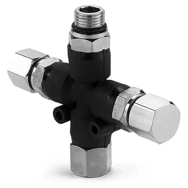 Tattoo Airbrush Manifold: 3-Way Air Pipe Splitter with 1/8" BSP Taps (AG-403)