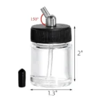 TG Airbrush Glass Jar with 30o Down Angle Adaptor Lid Assembly