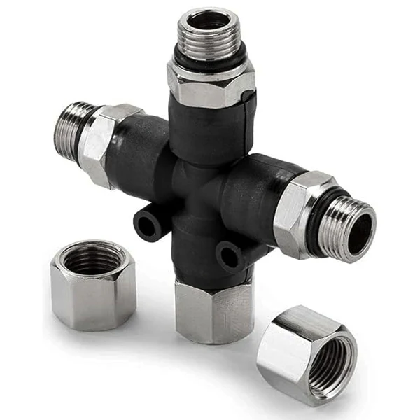 Tattoo Airbrush Manifold: 3-Way Air Pipe Splitter with 1/8" BSP Taps (AG-403)