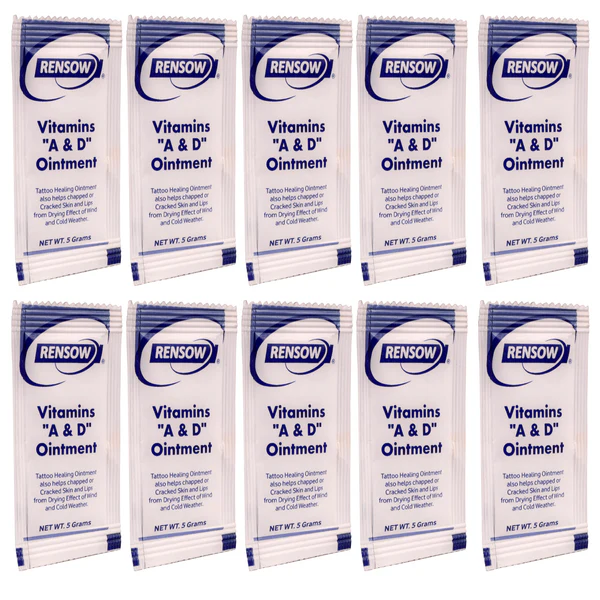 Rensow Vitamin A&d Ointment Contains 100 Pouches for Tattoo Aftercare